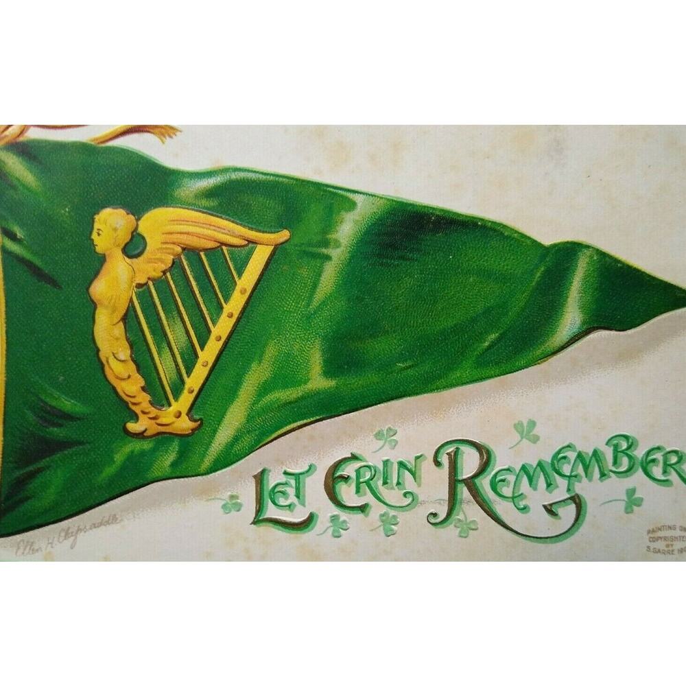 St Patricks Day Postcard Erin Remember Flag Ellen Clapsaddle Vintage Nashua NH